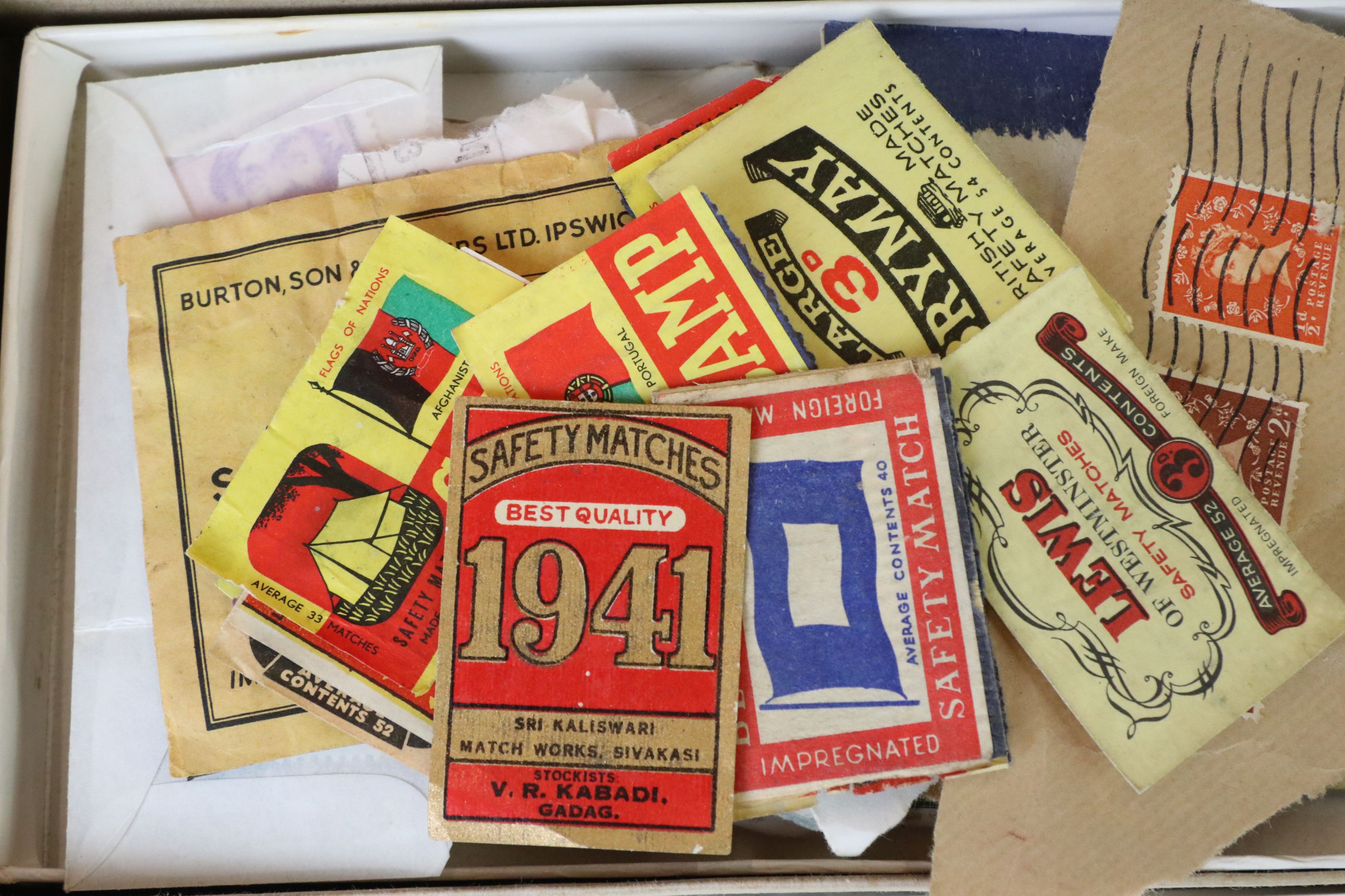 Small collection of GB, Commonwealth & World stamps, together with a few matchbox labels - Image 4 of 5