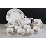 Royal Crown Derby ' Derby Posies ' pattern tea set to include a teapot & cover, 8 teacups, 7