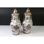 Pair of Mason's Ironstone vases and covers with ' Chinese Landscape ' of octagonal baluster shape,