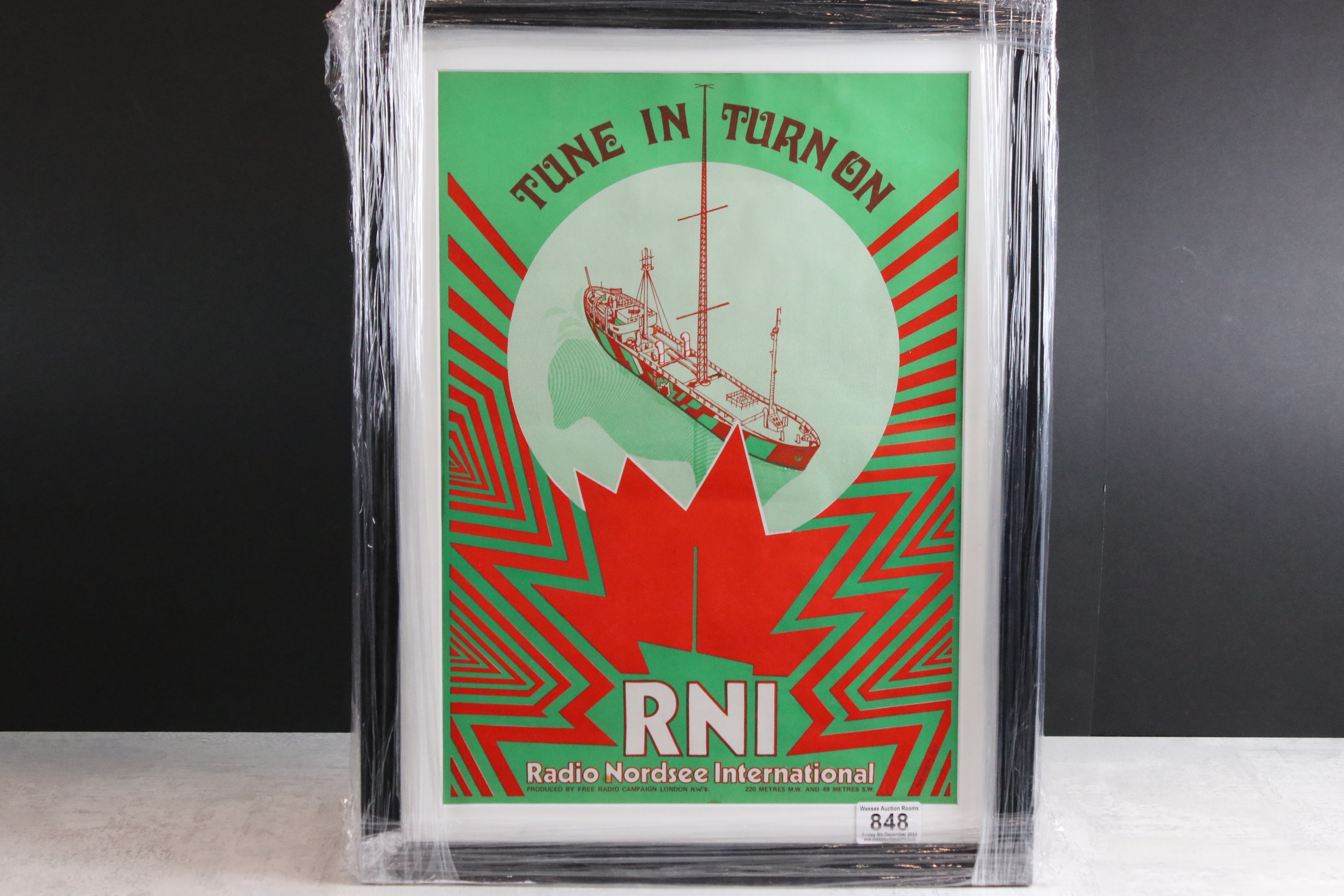 Music Memorabilia - Tune In Turn On promotional poster for Radio Nordsee International (RNI /