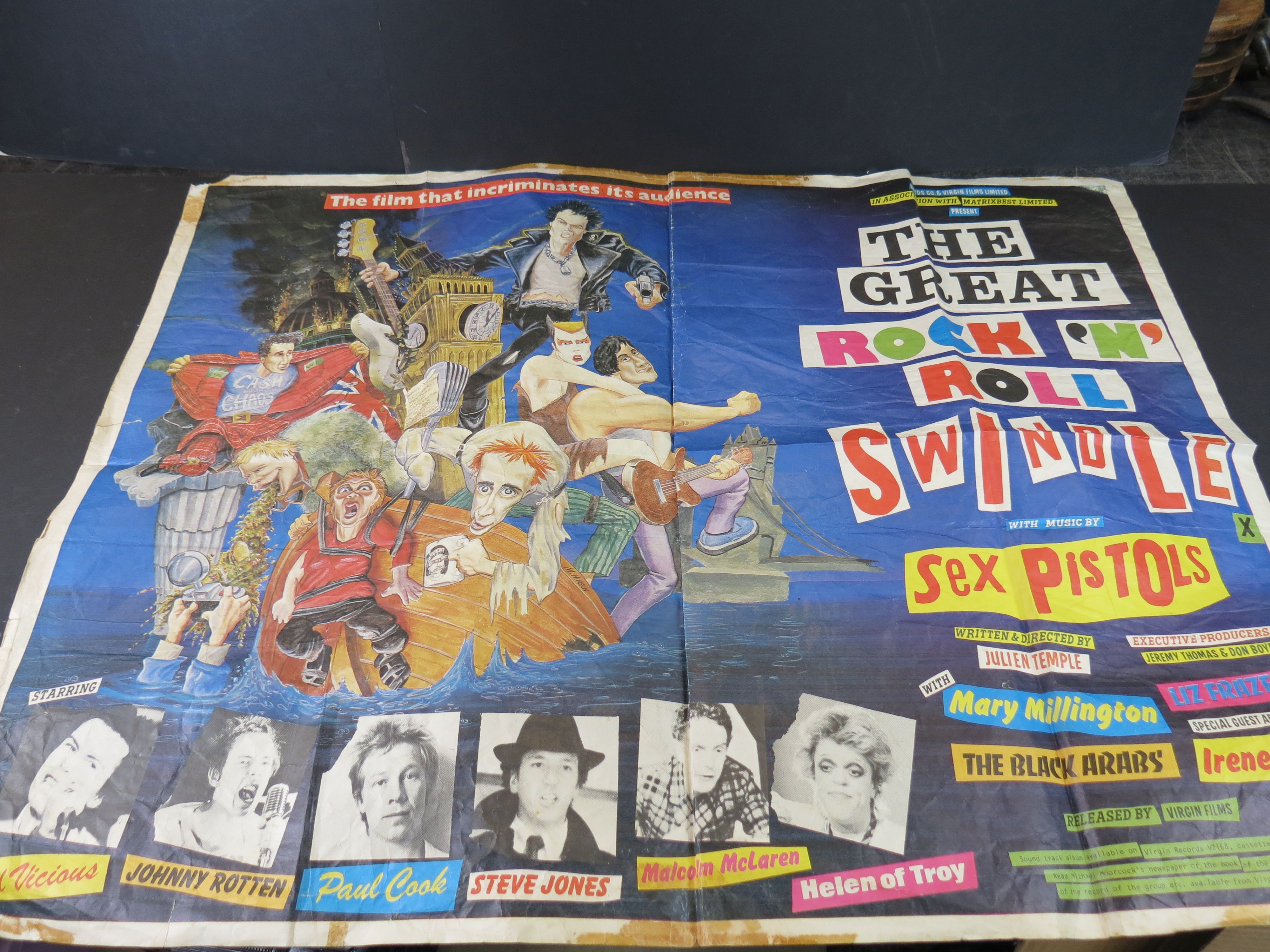 Memorabilia - The Sex Pistols - The Great Rock N Roll Swindle quad poster 40" x 30". Rather tatty