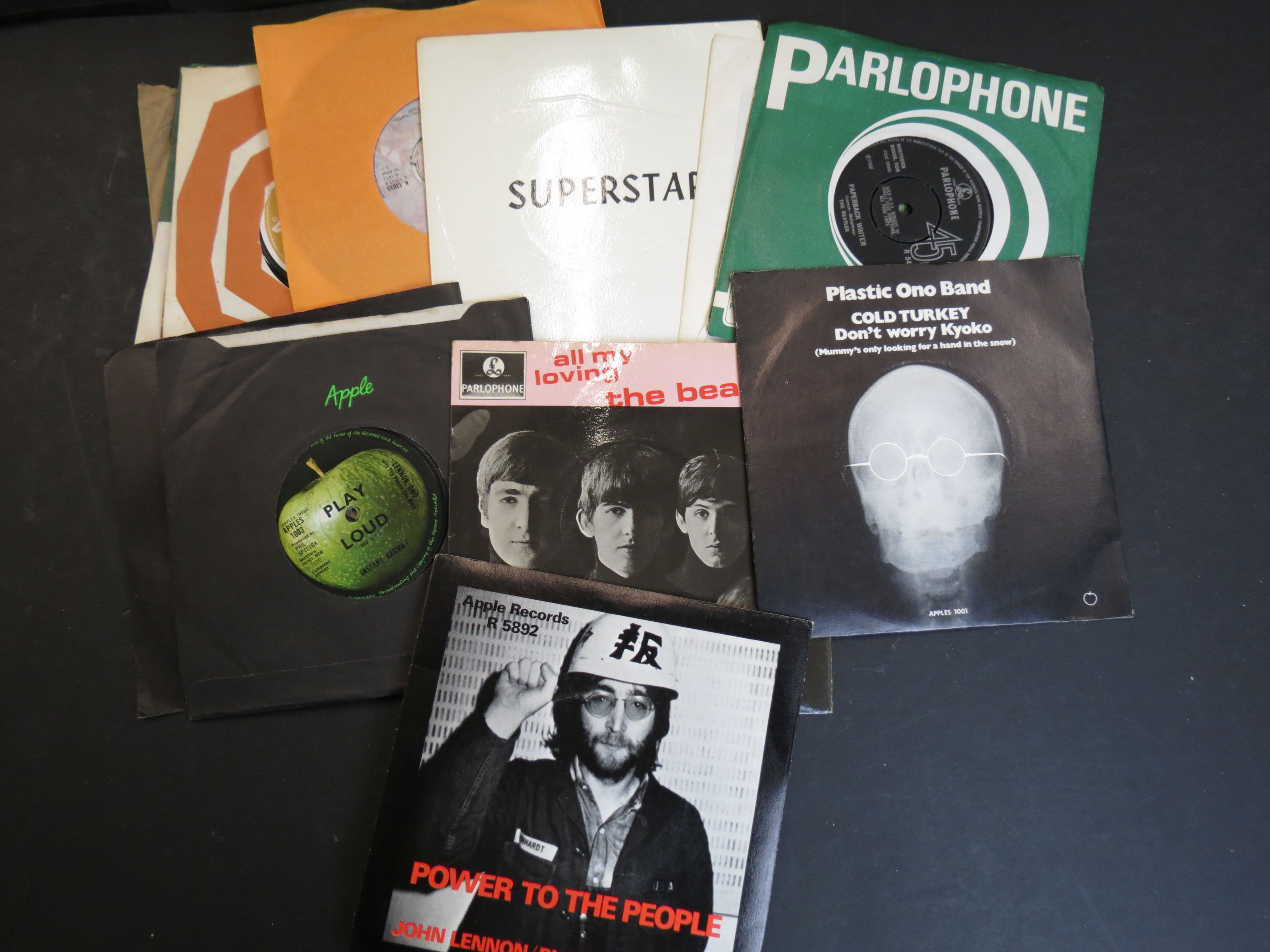 Vinyl - A small selection of 7” singles and EPs, mainly The Beatles and related including Apple