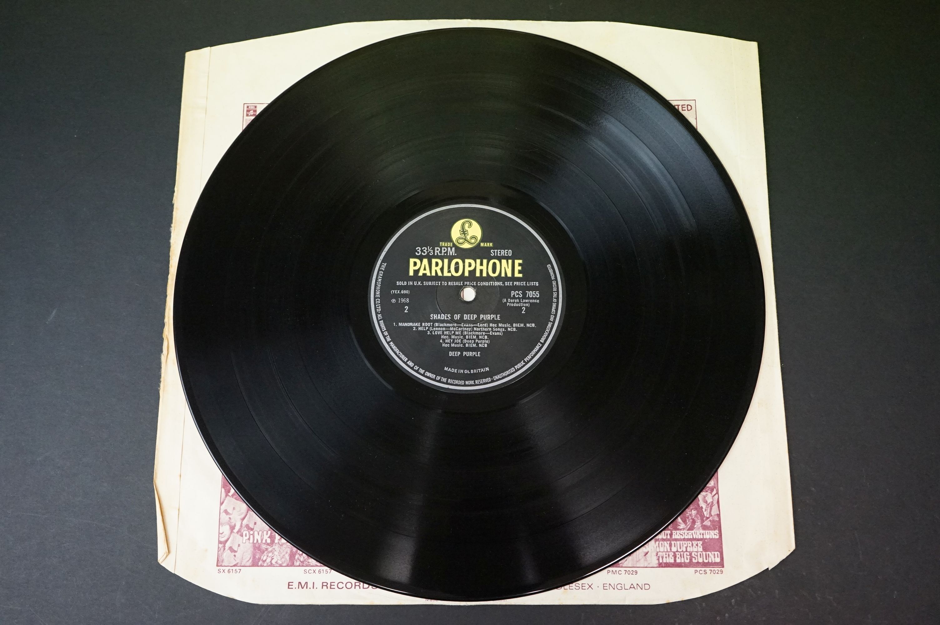 Vinyl - Deep Purple - Shades Of Deep Purple (1968 UK 1st stereo pressing, yellow Parlophone - Image 5 of 6