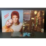 Vinyl - 3 David Bowie LPs to include Ziggy Stardust (SF 8287) orange RCA label, Victor to right,