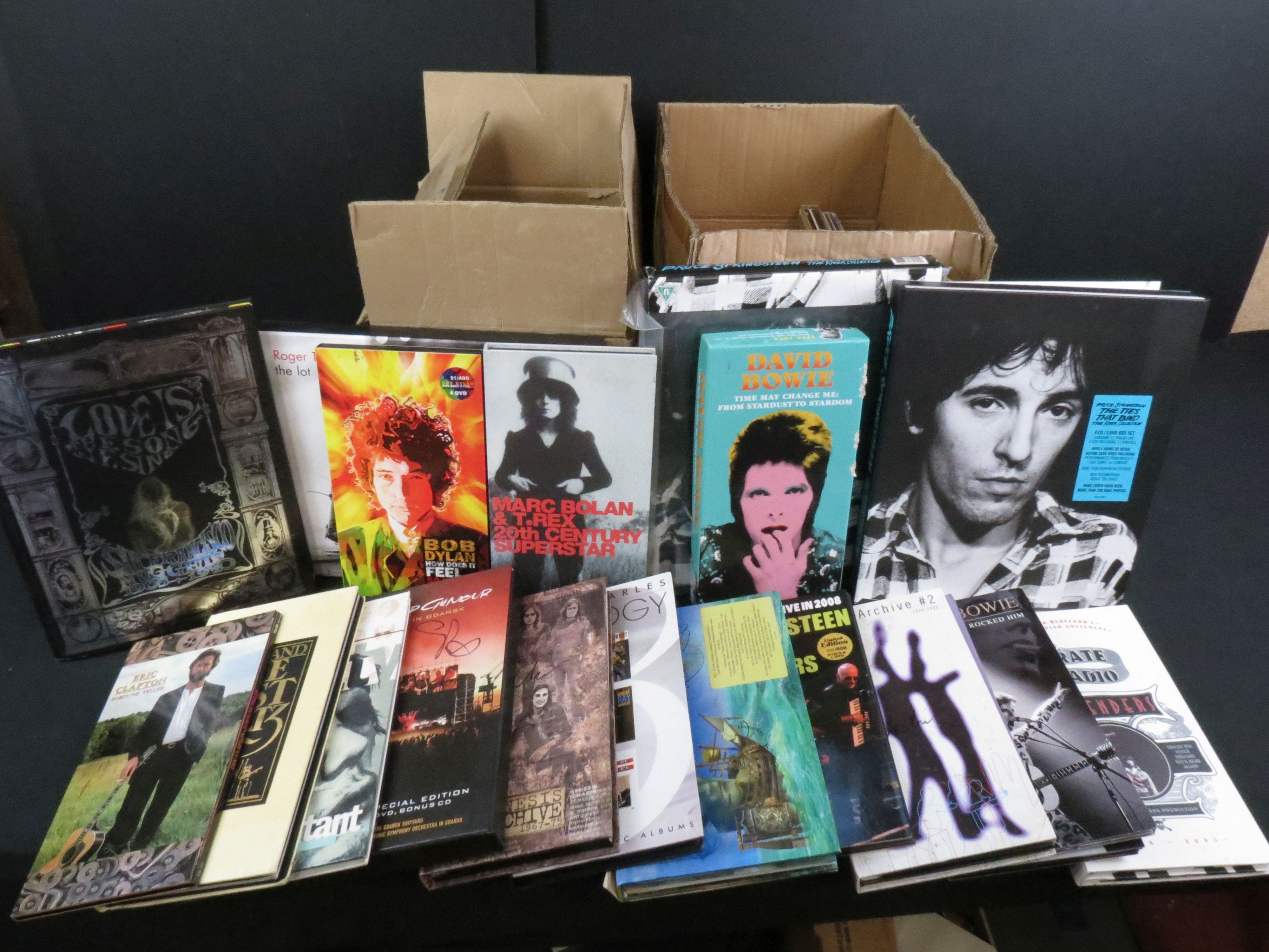CDs / DVDs - Around 32 box sets to include Bruce Springsteen, David Bowie, T Rex, Bob Dylan, Roger
