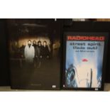 Memorabilia - Two framed and glazed Radiohead posters - one band shot and one to promote the release