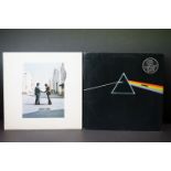 Vinyl - 2 Pink Floyd LPs to include Dark Side Of The Moon (SHVL 804) right side opener, 1 poster,