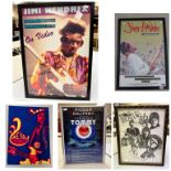 Memorabilia - Collection of music posters including Jimi Hendrix