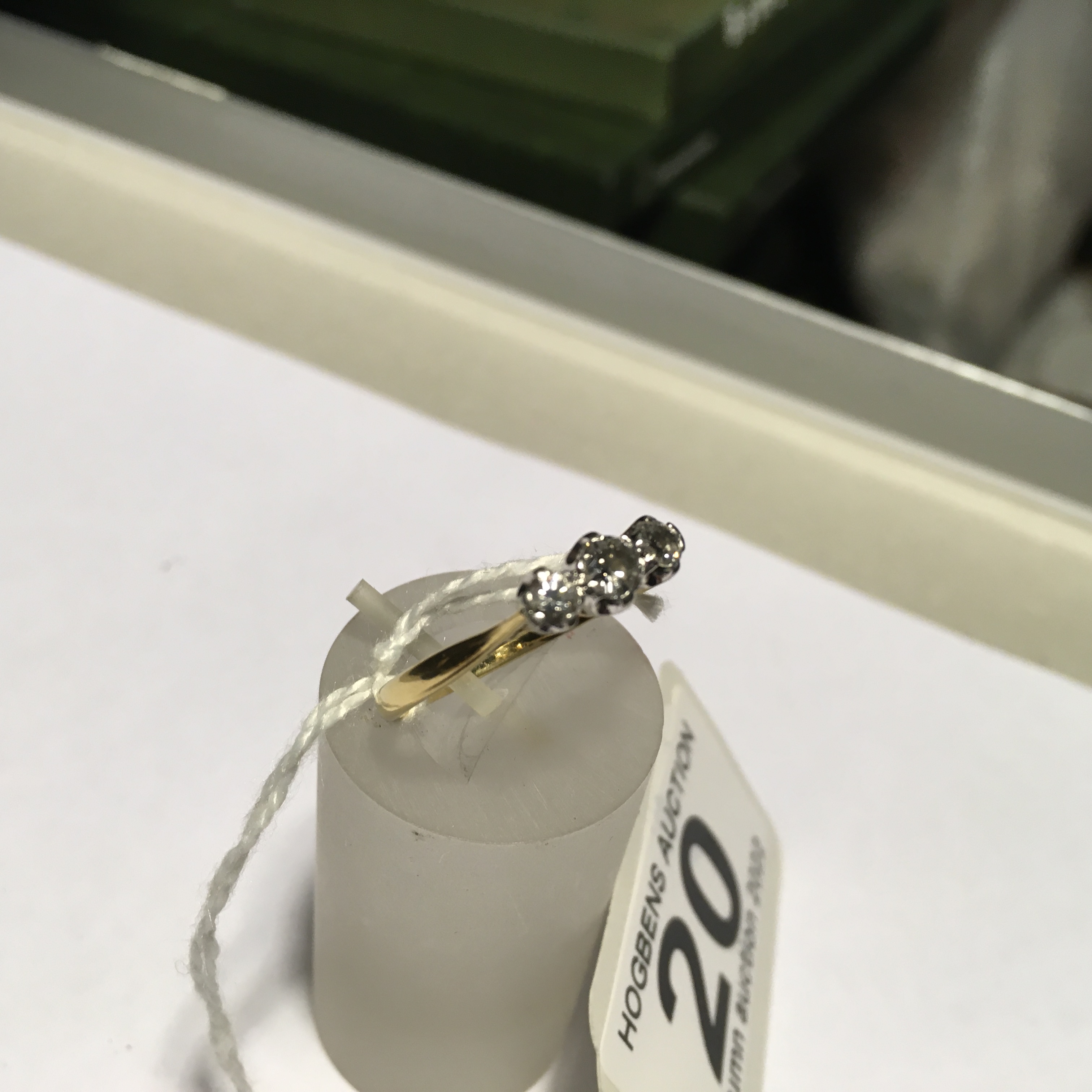 Triple DIAMOND ring on an 18ct GOLD shank, 2.9 grams size S the top with 3 good quality diamonds, - Image 3 of 3