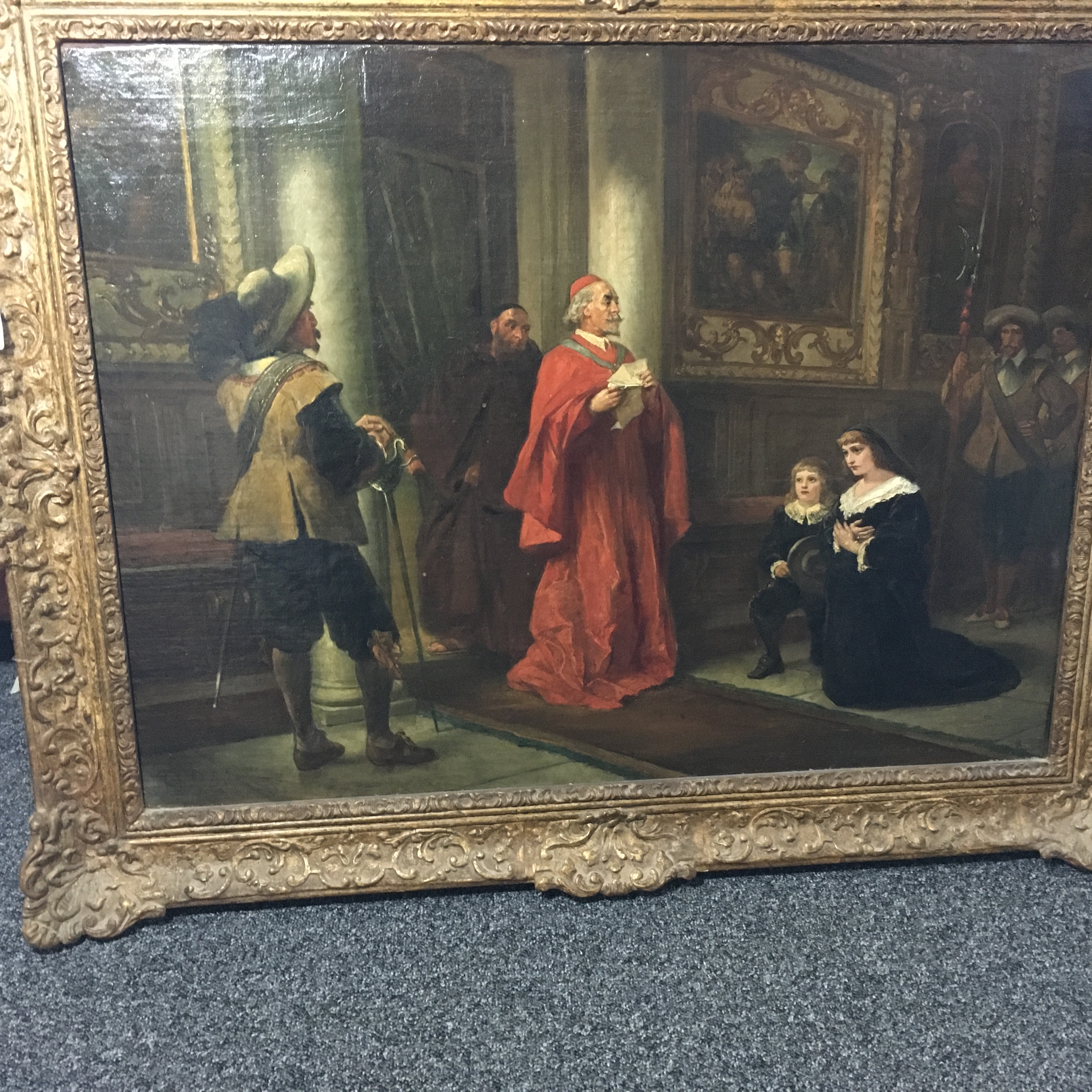 Robert Alexander Hillingford, Oil on canvas, Supplicants before Richelieu, 51cm x 66cm, gilt - Image 2 of 6