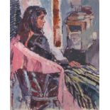 Roger BLISS (British 20th Century) Study of a Seated Woman, Oil on on board, Studio stamp lower