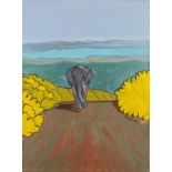 Jasmine MADDOCK (British b. 1975) Elephant Approaching, Acrylic on canvas, Signed mid right, dated