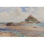 Sidney James BEER (British 1875-1952) St Michaels Mount from Marazion, Watercolour, Signed lower