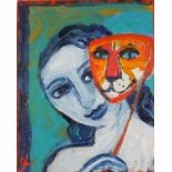 Janet LYNCH (British b. 1939) Tiger Girl, Oil on canvas, Signed with initials lower left, titled and