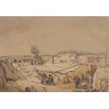 Harry MORLEY (British 1881-1943) Working Sand Pits, Ink and wash, Signed and dated 1917 lower right,