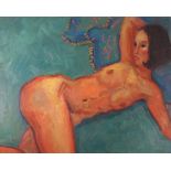 Kanwaldeep Singh KANG (aka Nicks) (British 1964-2007) Reclining Nude, Oil on board, Signed lower