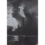 Paul MITCHELL (British b. 1974) Monotone Urban R3 - industrial towers, Mixed media, Signed with