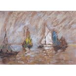 Henri Alphonse BARNOIN (French 1882-1940) Study of Fishing Boats - Concarneau, Mixed media, Signed