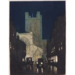 Claude Hamilton ROWBOTHAM (British 1864-1949) Exeter Cathedral (Evening), Etching in colours, Signed