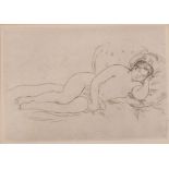 Pierre-Auguste RENOIR (French 1841-1919) Femme Nue Couchee (tournee a droute), Drypoint engraving,