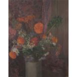Francis HEWLETT (British 1930-2012) Still Life of Summer Flowers, Oil on canvas, Dated 4/10/75