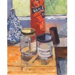 Roger BLISS (British 20th Century) Still Life of Jars, Oil on board, Studio stamp verso, 9.75" x