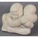 Theresa GILDER (British b. 1935) Mother and Child, Portland stone, Signed with initials to base,