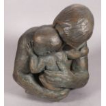 Theresa GILDER (British b. 1935) Father and Child, Bronze resin, Marked with initials lower edge,