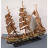 A late 20th Century model of the German training ship Gorch Fock, the three marsted barque with a