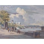 Emerson Harold GROOM (British 1890-1983) The Embankment King's Reach, Oil on board, Signed lower