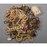 A quantity of sundry costume jewellery including necklaces, rings, watches and brooches, (qty)