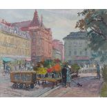 George Tore LINDSTROM (Swedish 1912-2006) Gustav Adolfs Torg Malmo, Oil on board, Signed and