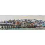 Barrie PAYNE (British 20/21st Century) Bideford from the River, Etching with hand colouring,