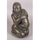 Theresa GILDER (British b. 1935) Kneeling Mother with Child, Bronze resin, Signed to base, 9.75 (