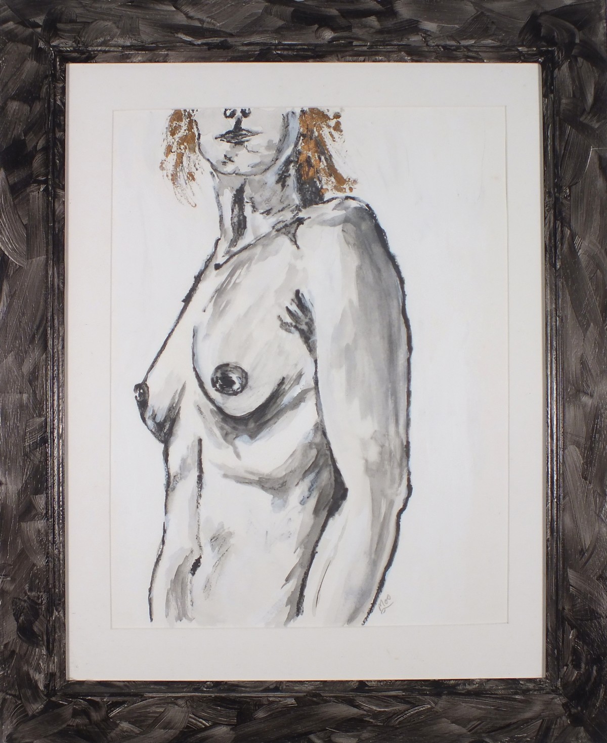 Mike MOORE (British b. 1950) Am I Too Fat?, Graphite and tea, Signed lower right, signed and - Image 2 of 3