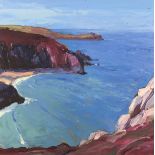 Robin PICKERING (British b. 1945) From Zennor Head, Oil on board, Signed with monogram lower