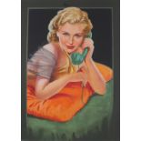 Reginald Frank MIDDLETON (British 1897-1952) Elegant Blond Woman Taking a Telephone Call,