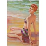 Reginald Frank MIDDLETON (British 1897-1952) Elegant Woman in a Bikini, Watercolour, Signed lower
