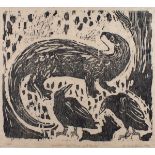 Andrew WADDINGTON (British b. 1960) Under Willow and Oak, Woodcut, Working proof, Signed, titled and
