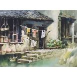 Ke Ming ZE (Chinese 20th/21st Century) Quite Backwater, Watercolour, Character mark lower right,