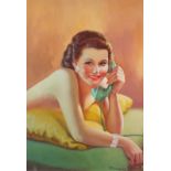 Reginald Frank MIDDLETON (British 1897-1952) Elegant Nude on the Telephone, Watercolour, Signed
