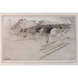 Maurice Victor ACHENER (French 1881-1963) Pont de la Tournelle, Steel engraving, Signed, titled '