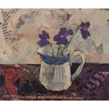 Annabelle GREGORY (British b, 1941) Joy of Violets, Collage, Signed and dated '08 mid left, titled