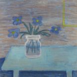 Peggy FRANK (1915-1976) Blue Interior, Oil on board, titled, signed and dated 1973 verso, 18" x