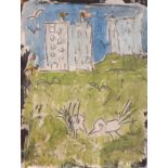 Rachel GRANGER-HUNT (British 1956-2014) Sea Gulls and Castles, Oil on board, Signed with initials