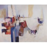 Gordon ROBERTSON (British 1950-2016) Abstract Vessels in a Harbour, Oil on canvas, 23.5" x 29.5" (