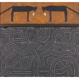 Peter FOX (British b. 1948) Wolves/Amniotic Sea, Petroglyphs, Signed, titled and dated 2002 verso,