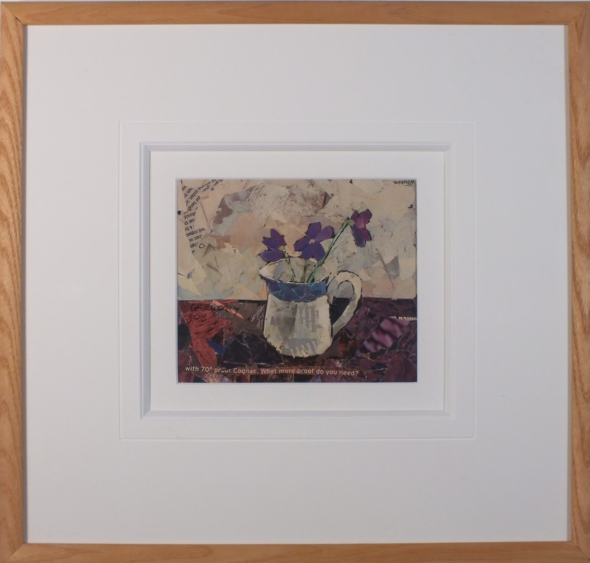 Annabelle GREGORY (British b, 1941) Joy of Violets, Collage, Signed and dated '08 mid left, titled - Image 2 of 3