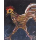 Rachel GRAINGER-HUNT (British 1956-2016) The Cockerel, Acrylic on board, Signed with initials