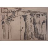 Ernest Stephen LUMSDEN (British 1883-1945) The Gorge at Ronda in Andalusia, Engraving, Signed